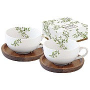 Набор из 2 чашек для кофе с подставками из акации Натура Easy Life