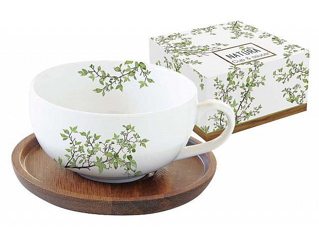 Чашка с крышкой/подставкой из акации Натура Easy Life (R2S)