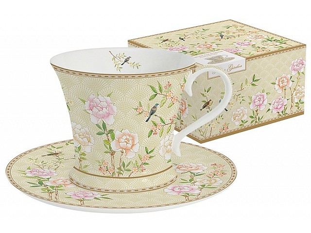 Чашка с блюдцем Дворцовый парк (бежевый)