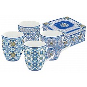 Набор из 4-х кружек Майолика (голубая) Easy Life 0,35 л