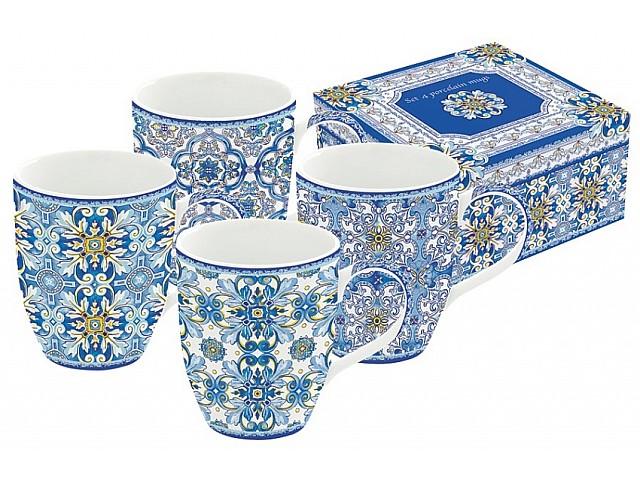 Набор из 4-х кружек Майолика (голубая) Easy Life (R2S)