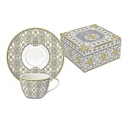 Набор: 2 чашки + 2 блюдца для кофе Майолика (серая) Easy Life