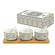 Набор салатников с ложками на подносе Майолика (серая) Easy Life