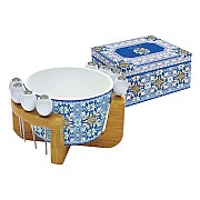 Салатник и 8 шпажек на подставке Майолика (голубая) Easy Life