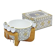 Салатник и 8 шпажек на подставке Майолика (серая) Easy Life