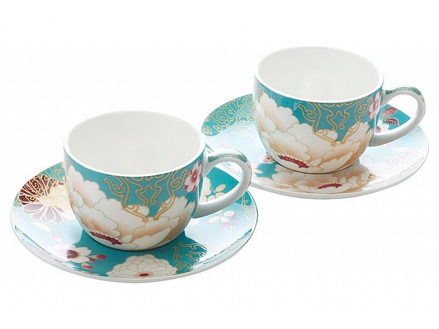 Набор 2 чашки с блюдцами Maxwell & Williams Кимоно (бирюза) 0,1 л