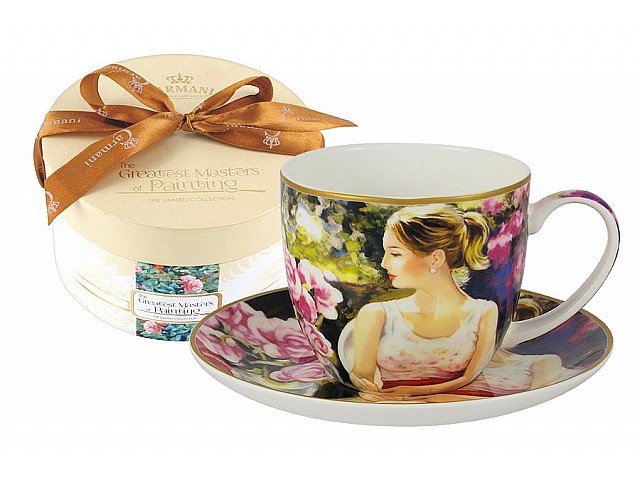 Чашка с блюдцем Девушка с книгой Carmani