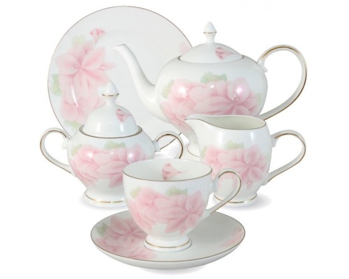 Чайный сервиз Розовые цветы Emily 21 предмет на 6 персон
