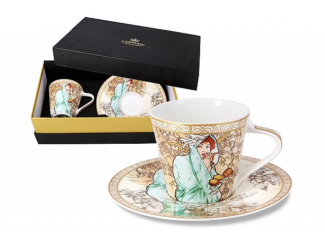 Чашка с блюдцем Carmani Зима (Альфонс Муха)