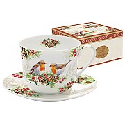 Чашка с блюдцем Снегири Easy Life 0,4 л