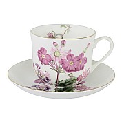 Чашка с блюдцем розовые цветы Лаура Stechcol 0,45 л