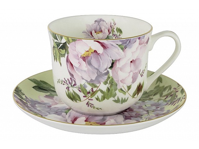 Чашка с блюдцем жёлтая Райский сад Stechcol 0,45 л