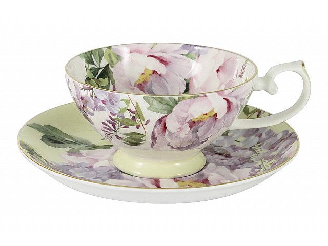 Чашка с блюдцем жёлтая Райский сад Stechcol 0,2 л