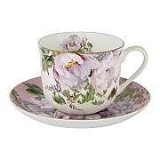 Чашка с блюдцем розовая Райский сад Stechcol 0,45 л