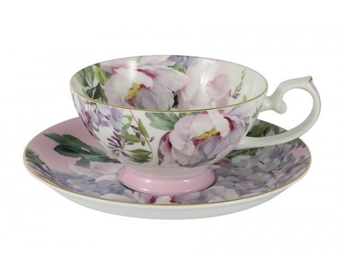 Чашка с блюдцем розовая Райский сад Stechcol 0,2 л