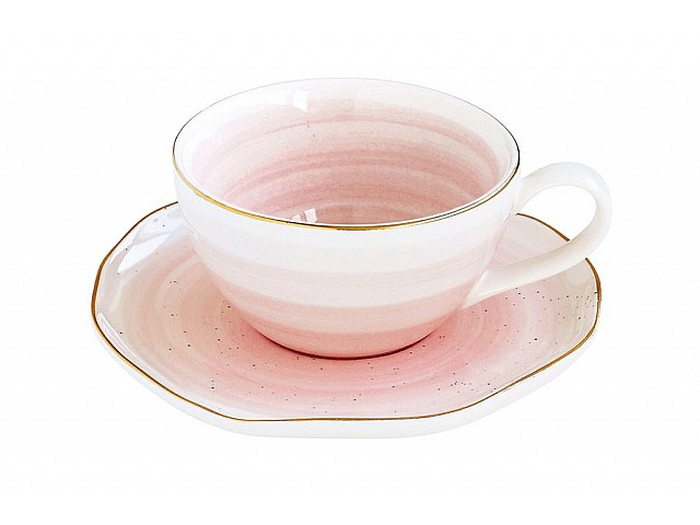 Чашка для кофе с блюдцем Easy Life (R2S) Artesanal (розовая)