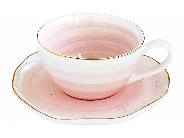 Чашка с блюдцем Easy Life (R2S) Artesanal (розовая)