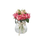Декоративные цветы Dream Garden Розы тёмно-розовые в вазе