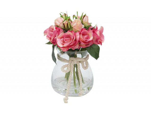 Декоративные цветы Dream Garden Розы тёмно-розовые в вазе