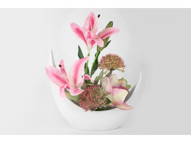 Декоративные цветы Dream Garden Лилии розовые и орхидея в вазе