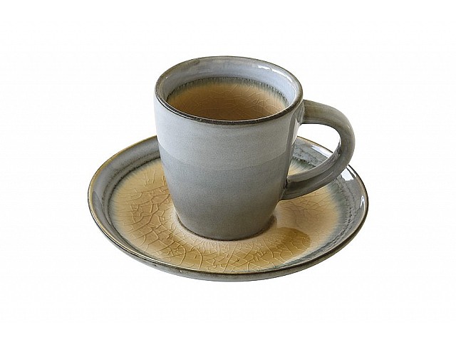 Чашка с блюдцем для кофе эспрессо Origin (бежевая) Easy Life (R2S) 75 мл