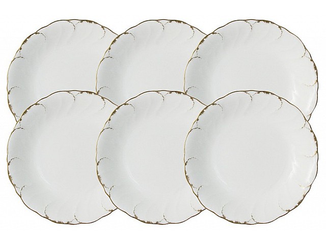 Набор из 6 суповых тарелок Narumi Белый с золотом