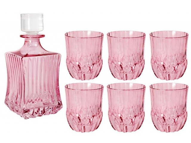 Набор для виски: штоф + 6 стаканов Same Адажио розовая