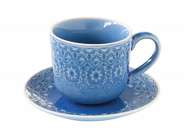 Чашка с блюдцем (голубая) Ambiente Easy Life R2S
