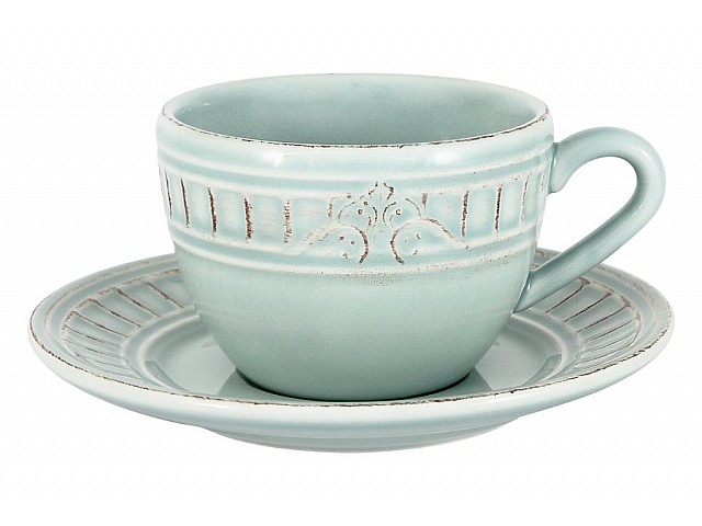 Чашка с блюдцем Venice (голубая) Matceramica