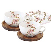 Набор чашек для кофе с крышками/подставками Японская сакура Easy Life