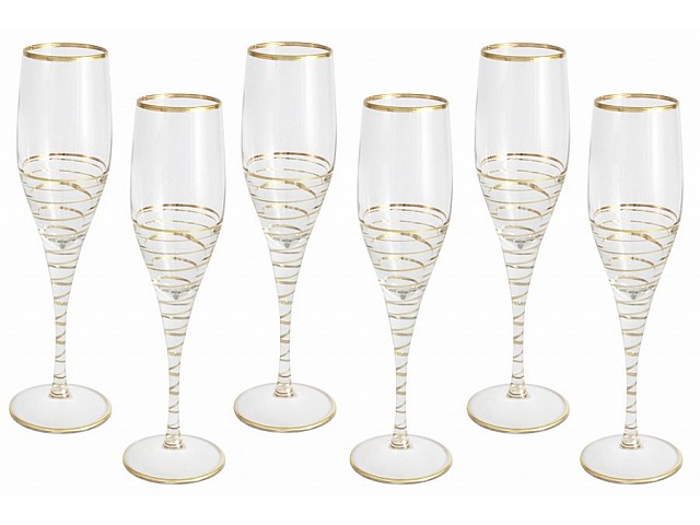 Набор 6 бокалов для шампанского Same Спираль золото