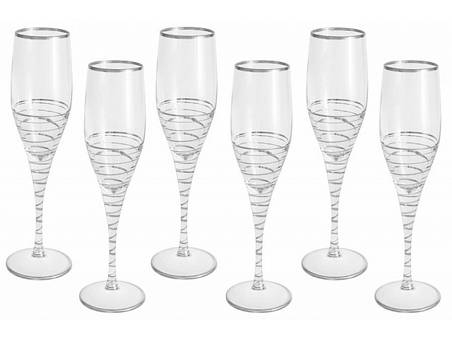 Набор 6 бокалов для шампанского Same Спираль серебро