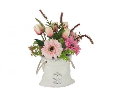 Декоративные цветы Dream Garden Герберы розовые и тюльпаны в вазе
