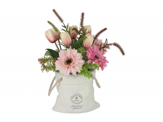 Декоративные цветы Dream Garden Герберы розовые и тюльпаны в вазе