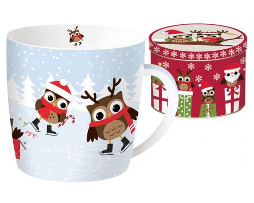 Кружка CHRISTMAS OWLS Совы на коньках Easy Life R2S 0,35 л
