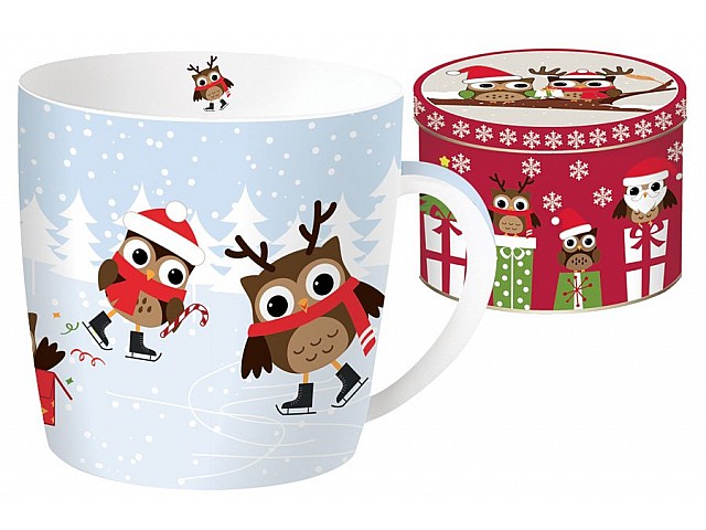 Кружка CHRISTMAS OWLS Совы на коньках Easy Life R2S 0,35 л