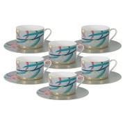 Чайный набор : 6 чашек (серая) + 6 блюдец Восточная лилия