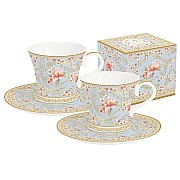 Набор: 2 чашки + 2 блюдца для кофе (голубой) Majestic