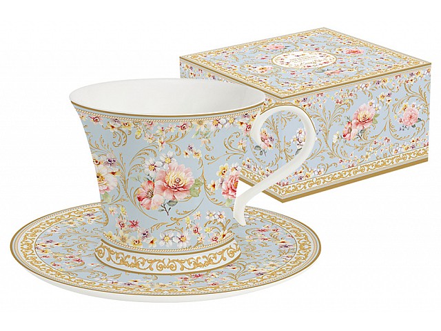 Чашка с блюдцем (голубая) Majestic