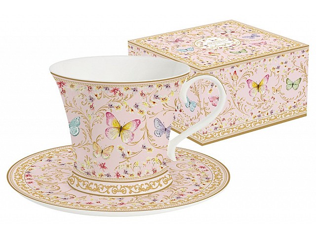 Чашка с блюдцем (розовая) Majestic