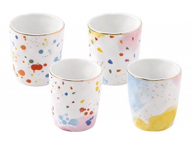 Набор из 4-х кофейных чашек Брызги красок 120 мл