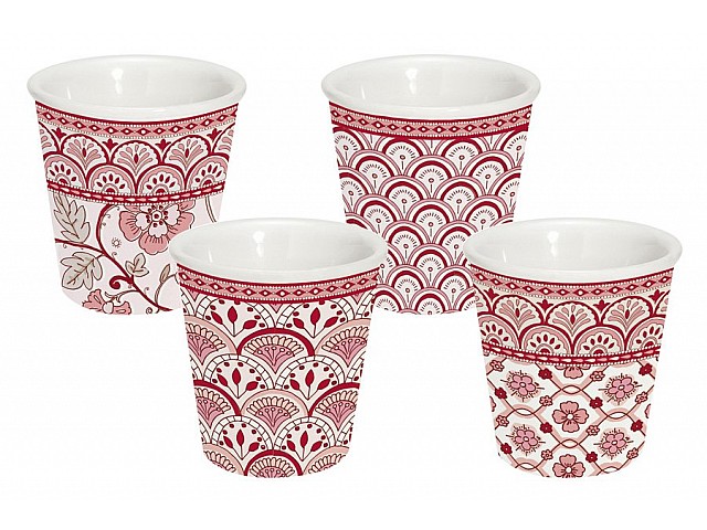 Набор из 4-х кофейных чашек (красный) Муссон 100 мл