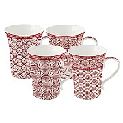 Набор из 4-х кружек (красный) Муссон 0,36 л