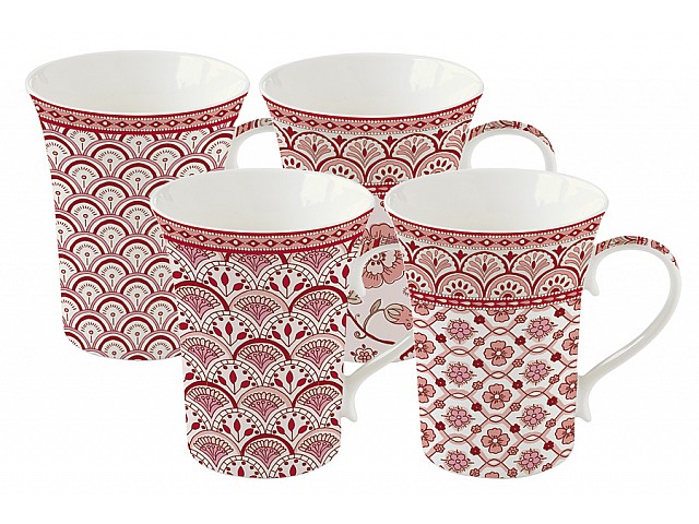 Набор из 4-х кружек (красный) Муссон