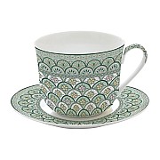 Чашка с блюдцем (зелёный) Муссон