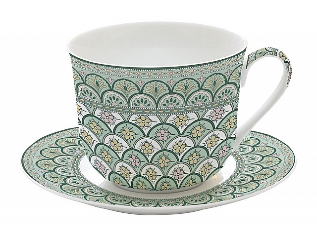 Чашка с блюдцем (зелёный) Муссон