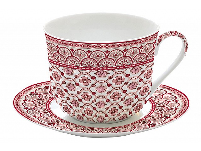 Чашка с блюдцем (красный) Муссон