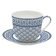 Чашка с блюдцем (синий) Муссон