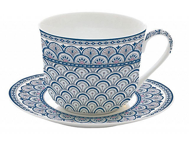 Чашка с блюдцем (синий) Муссон
