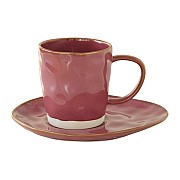 Чашка с блюдцем (тёмно-малиновый) Interiors Easy Life 250 мл